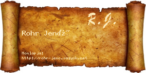Rohr Jenő névjegykártya